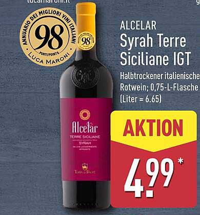 ALCELAR Syrah Terre Siciliane IGT - Halbtrockener italienischer Rotwein