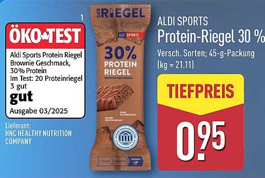 ALDI SPORTS Protein-Riegel 30 % - Brownie Geschmack, 45-g-Packung