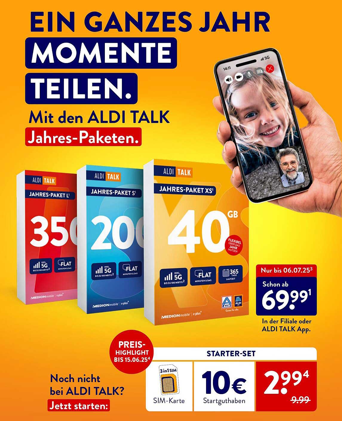 ALDI TALK Jahres-Paket XS – 40 GB für nur 69,99 €