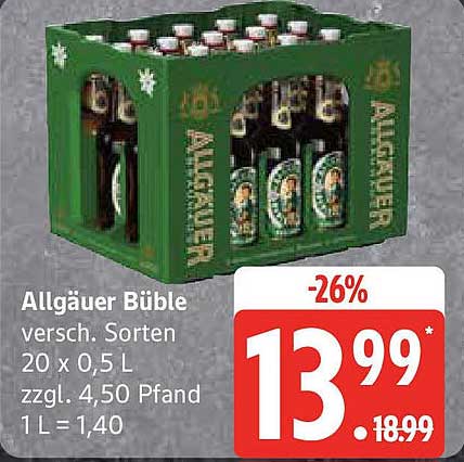 Allgäuer Büble Bier 20 x 0,5 L - Nur für kurze Zeit!