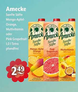 Amecke Sanfte Säfte: Mango-Apfel-Orange, Pink Grapefruit oder Multivitamin 1,0 l Tetra pfandfrei