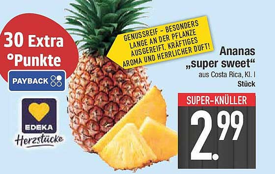 Ananas „super sweet“ aus Costa Rica, Kl. I, Stück