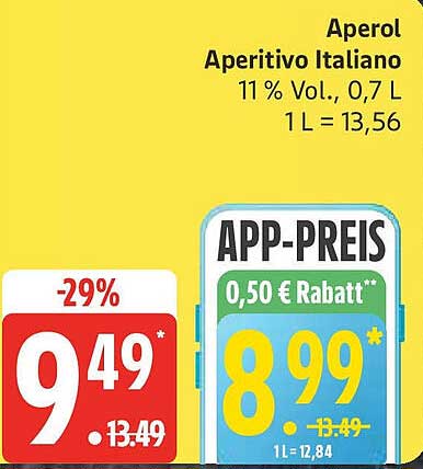 Aperol Aperitivo Italiano 11% Vol., 0,7 L