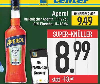 Aperol italienischer Aperitif, 11% Vol, 0,7l Flasche