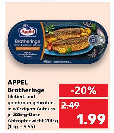 APPEL Bratheringe 325-g-Dose – jetzt 20 % günstiger!