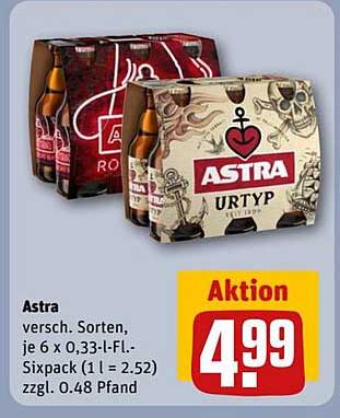 Astra Bier Sixpack, verschiedene Sorten