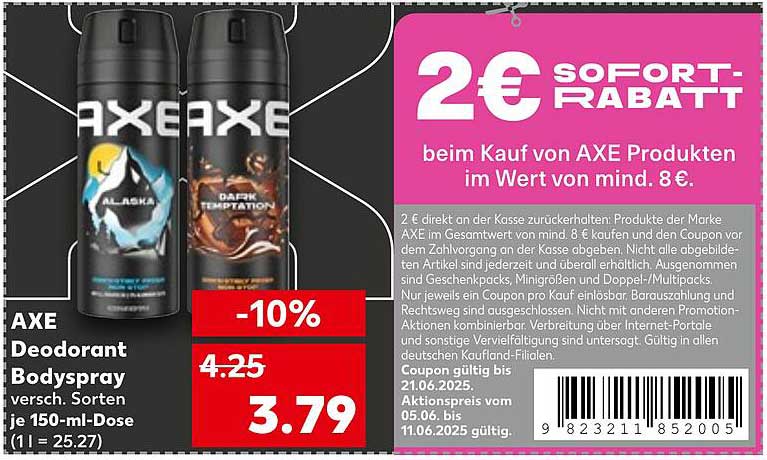 AXE Deodorant Bodyspray diverse Sorten 150 ml – Aktion vom 05.06. bis 11.06.2025
