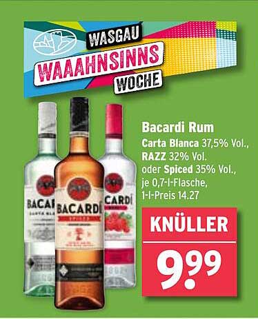 Bacardi Rum - Carta Blanca, RAZZ oder Spiced