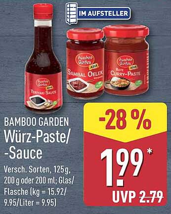 Bamboo Garden Würz-Paste/-Sauce - 125 g oder 200 ml für nur 1,99 € (UVP 2,79 €)