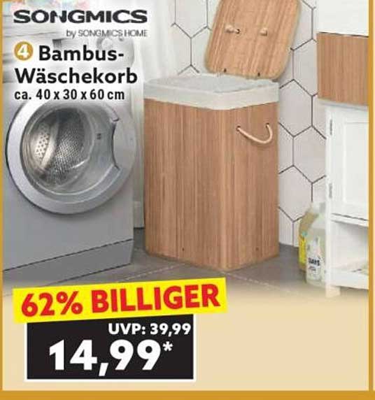 Bambus-Wäschekorb ca. 40 x 30 x 60 cm
