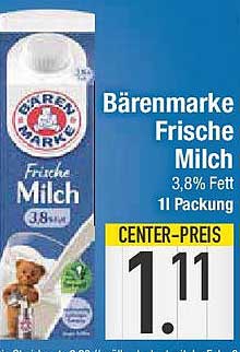 Bärenmarke Frische Milch 1l - 3,8% Fett