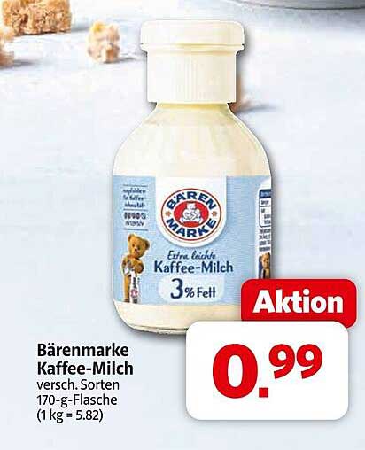 Bärenmarke Kaffee-Milch 170 g-Flasche