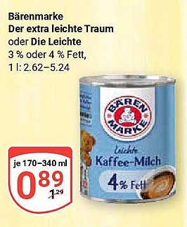 Bärenmarke Kaffee-Milch 3 % oder 4 % Fett