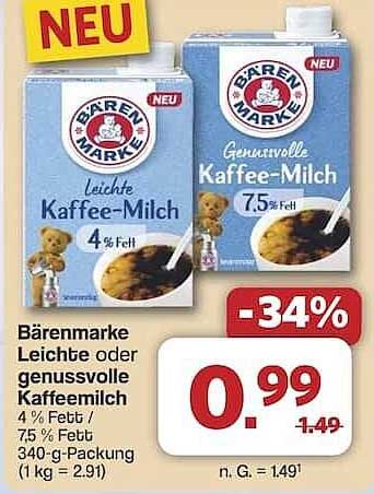 Bärenmarke Leichte oder Genussvolle Kaffeemilch