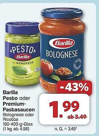 Barilla Pesto oder Premium-Pastasaucen - Bolognese oder Ricotta