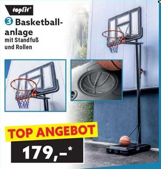 Basketballanlage mit Standfuß und Rollen