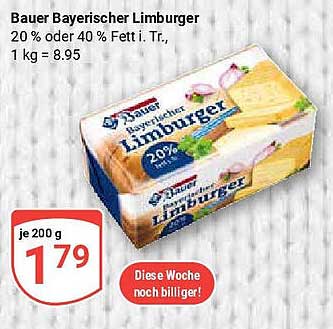 Bauer Bayerischer Limburger 20% Fett i. Tr. - 200 g