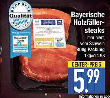 Bayerische Holzfällersteaks - mariniert, vom Schwein