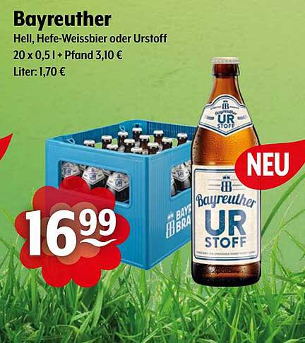 Bayreuther Hell, Hefe-Weißbier oder Urstoff 20 x 0,5 l