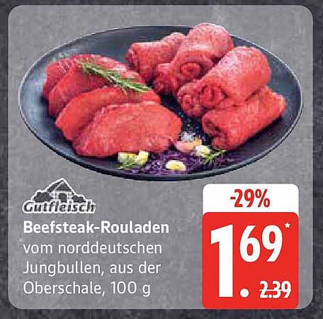 Beefsteak-Rouladen vom norddeutschen Jungbullen, aus der Oberschale, 100 g