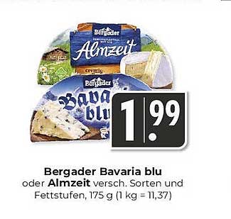 Bergader Bavaria blu oder Almzeit, 175 g