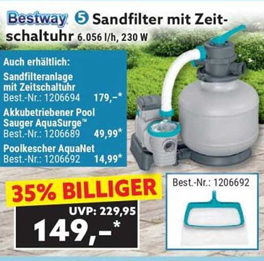 Bestway Sandfilter mit Zeitschaltuhr 6.056 l/h, 230 W