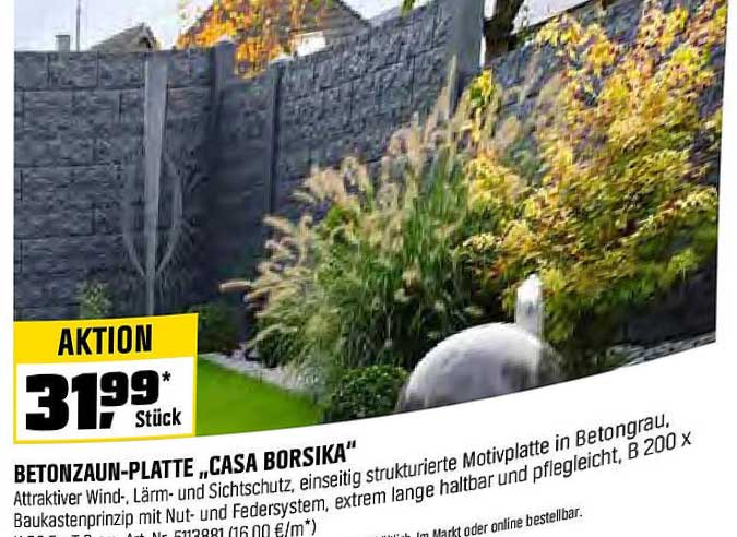 Betonzaun-Platte „Casa Borsika“