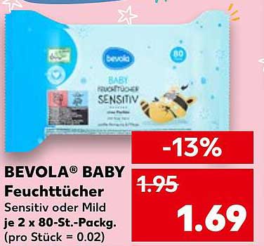 BEVOLA® BABY Feuchttücher Sensitiv oder Mild je 2 x 80-St.-Packg.