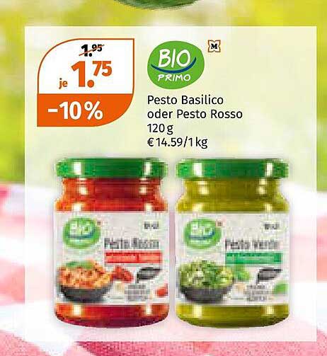 Bio Primo Pesto Basilico oder Pesto Rosso 120 g - jetzt nur 1,75 €!