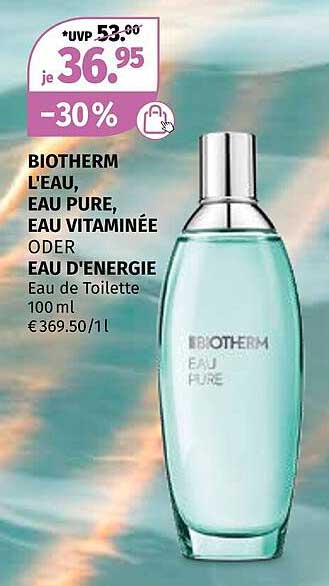 BIOTHERM L'Eau, Eau Pure, Eau Vitaminee oder Eau D'Energie 100 ml - 30% Rabatt