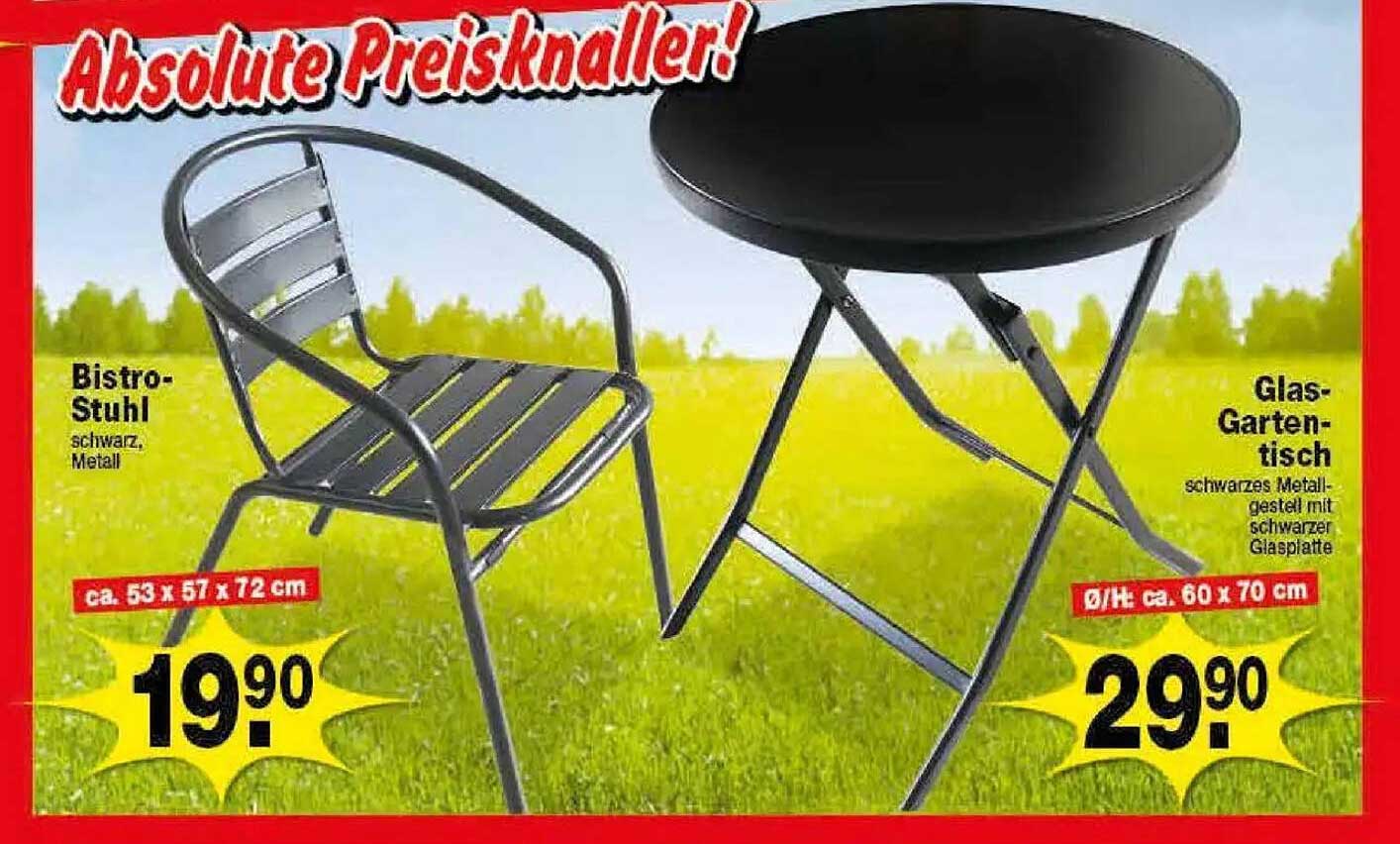 Bistro-Stuhl und Glas-Gartentisch