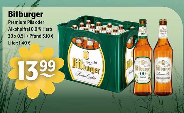 Bitburger Premium Pils oder Alkoholfrei 0,0 % Herb 20 x 0,5 l