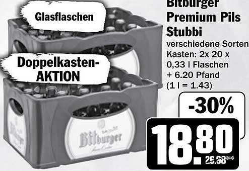 Bitburger Premium Pils Stubbi – Doppelkasten-Aktion