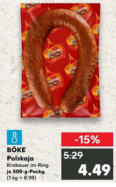 BÖKE Polskaja Krakauer im Ring je 500-g-Pack.