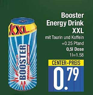 Booster Energy Drink XXL mit Taurin und Koffein