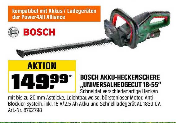 BOSCH Akku-Heckenschere „Universalhedgecut 18-55“