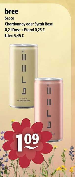 brees Secco Chardonnay oder Syrah Rosé 0,2 l Dose