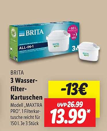 Brita 3 Wasserfilter-Kartuschen MAXTRA PRO