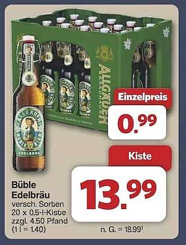 Büble Edelbräu versch. Sorten 20 x 0,5 l-Kiste