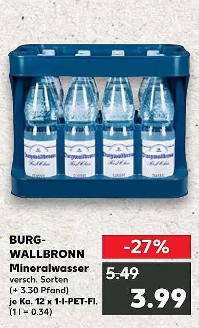 BURG-WALLBRONN Mineralwasser 12 x 1,1 PET-Flasche