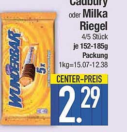 Cadbury oder Milka Riegel 4/5 Stück je 152-185g Packung