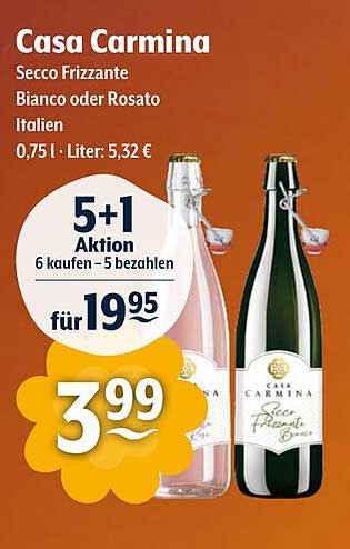 Casa Carmina Secco Frizzante Bianco oder Rosato Italien 0,75 l