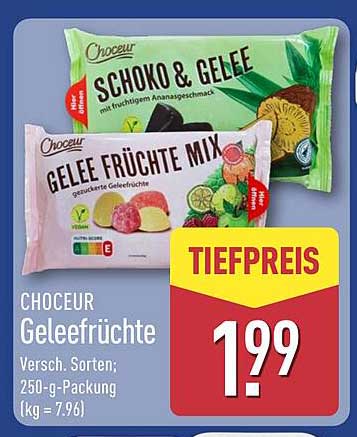 CHOCEUR Geleefrüchte – Verschiedene Sorten, 250-g-Packung