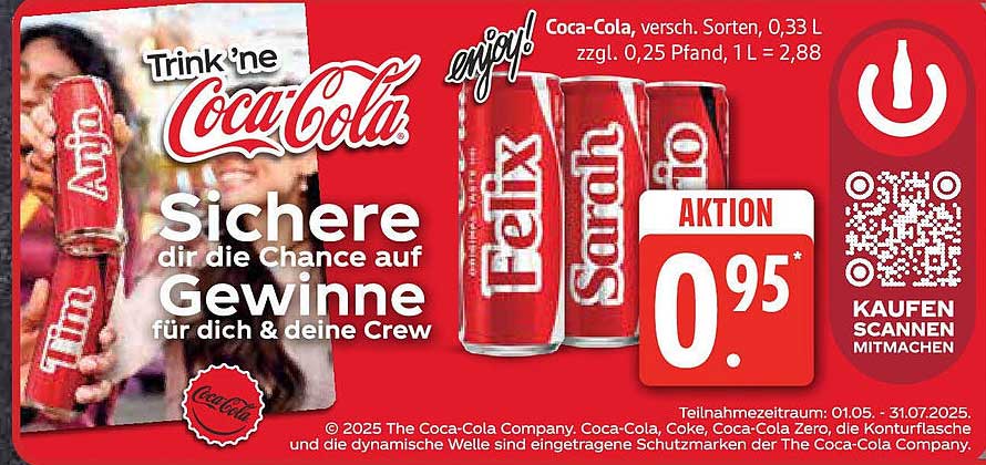 Coca-Cola 0,33 L – Jetzt zum Aktionspreis!