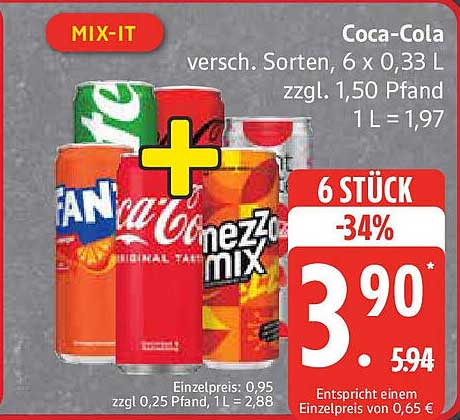 Coca-Cola MIX-IT: 6 Stück (6 x 0,33 L) zum Sparpreis