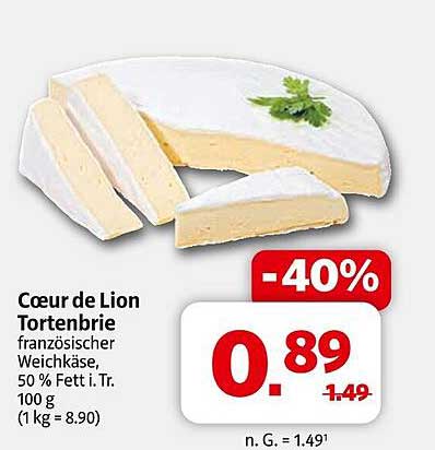 Cœur de Lion Tortenbrie – französischer Weichkäse, 50 % Fett i. Tr.