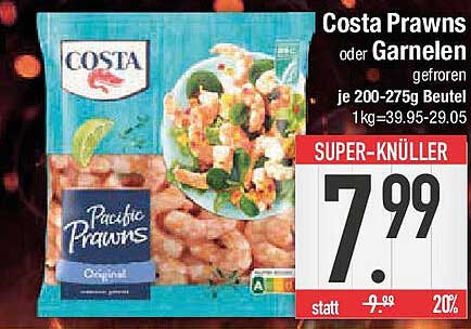 Costa Prawns oder Garnelen, gefroren, je 200-275g Beutel