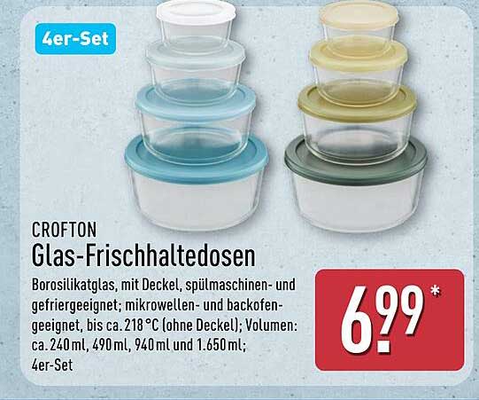 CROFTON Glas-Frischhaltedosen 4er-Set