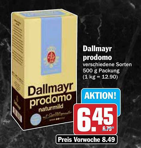 Dallmayr prodomo verschiedene Sorten 500 g Packung
