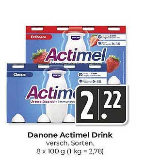 Danone Actimel Drink, verschiedene Sorten, 8 x 100 g